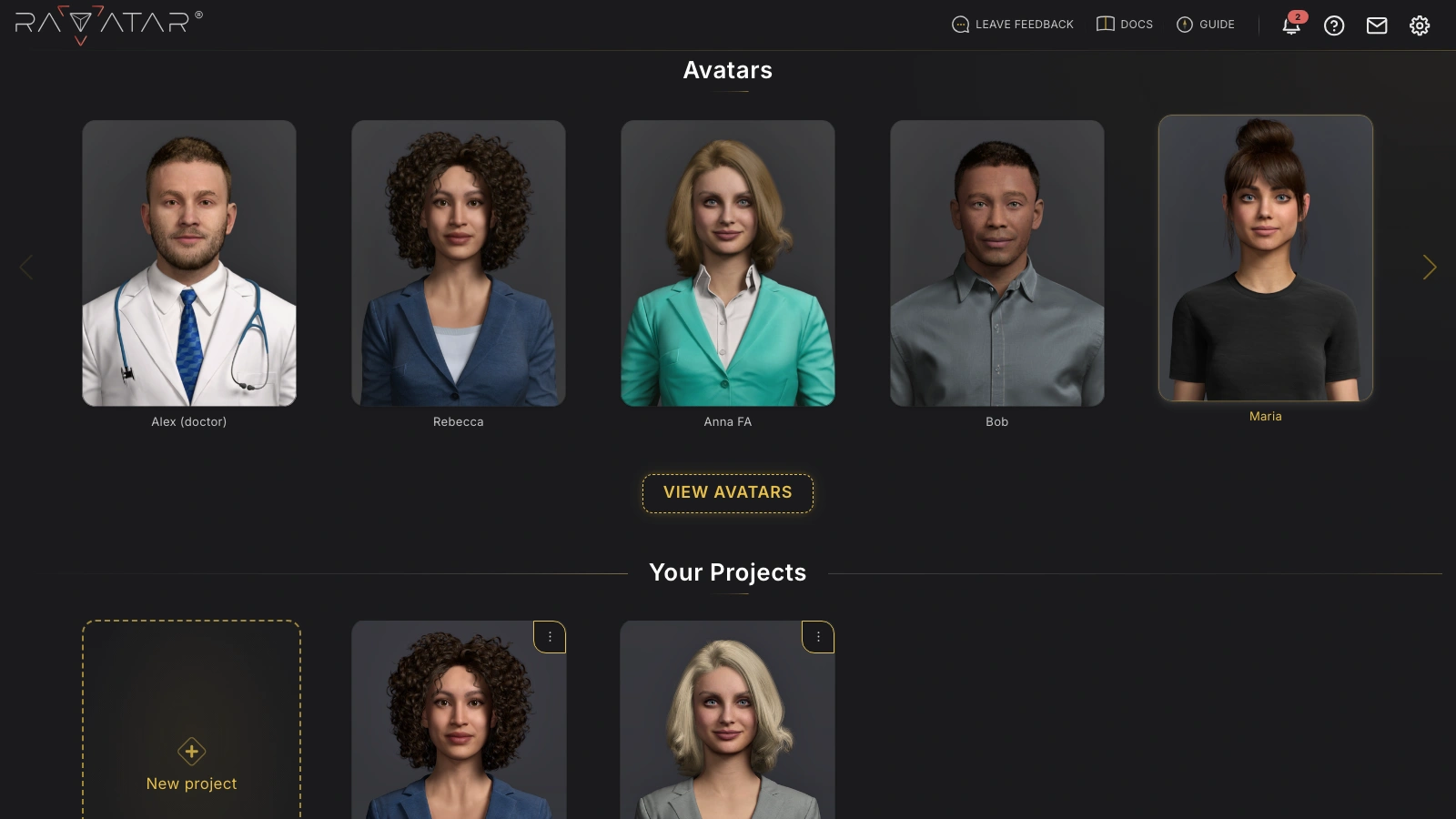 Genesis Studio dashboard header with the utility and notification controls