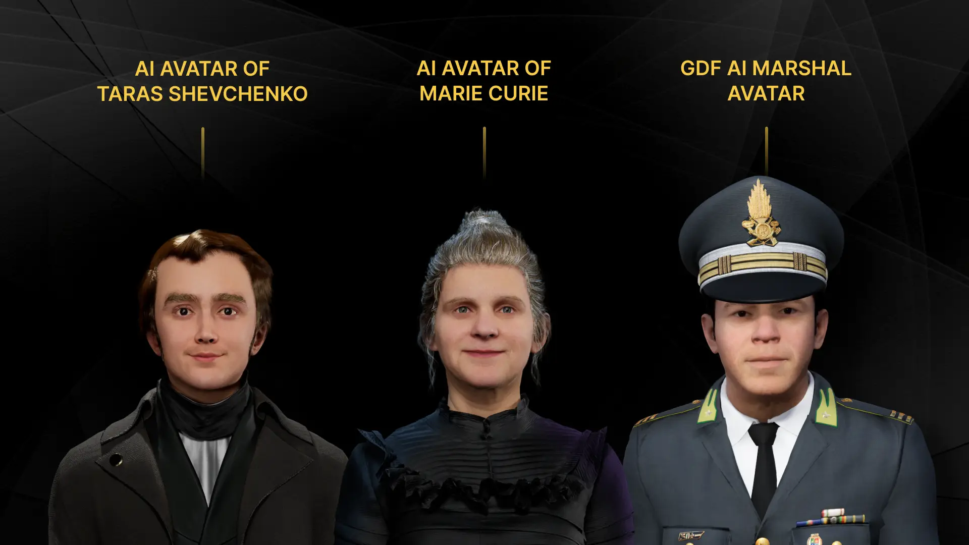 digital ai versions of taras shevchenko marie curie and guardia di finanza