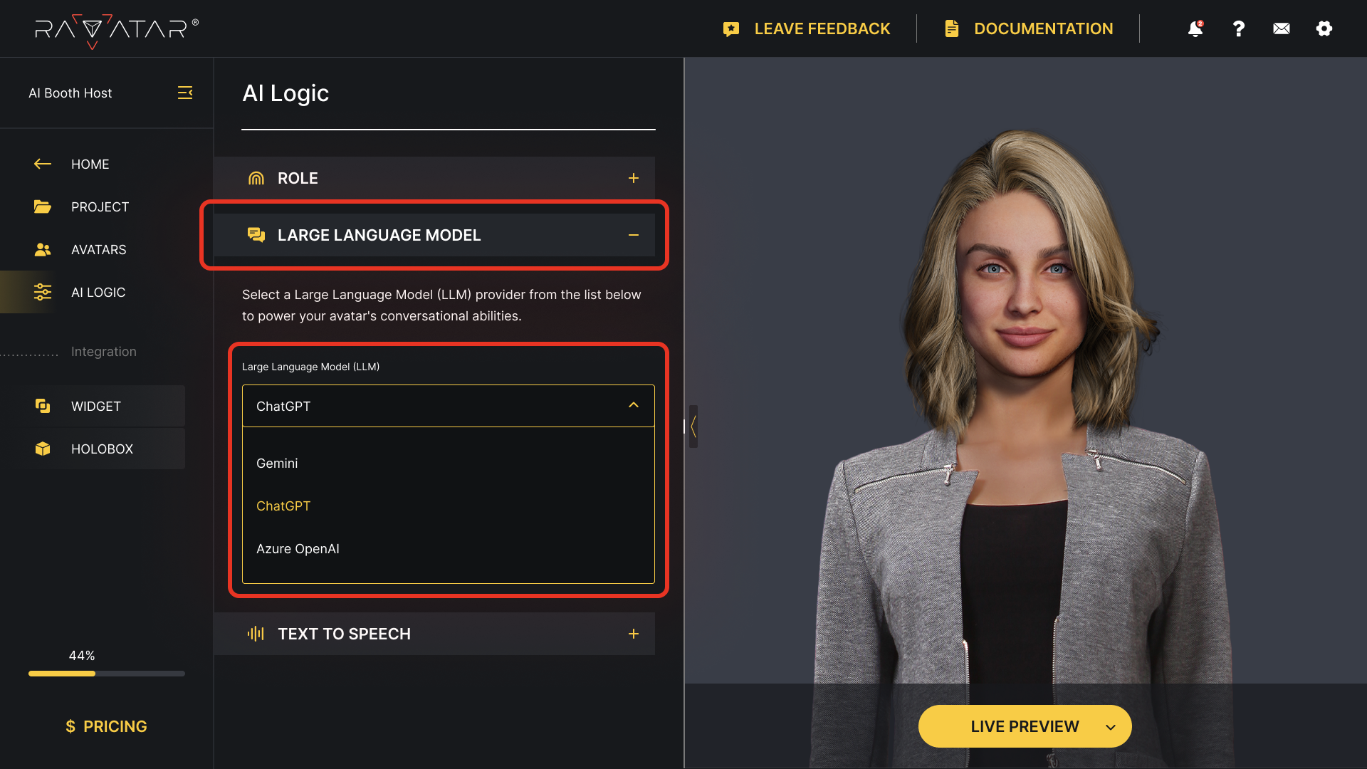integrate ai avatar with custom llm for advanced generative ai features